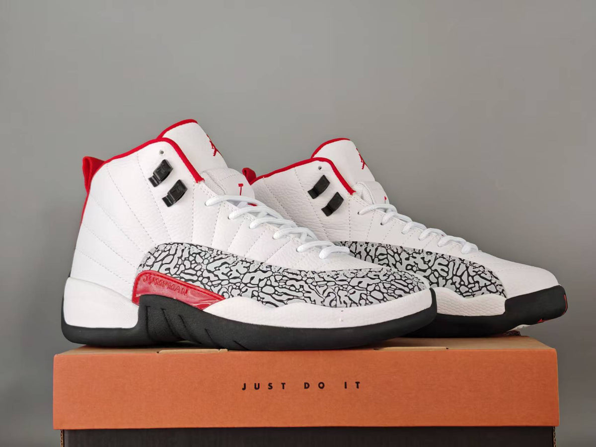 Air Jordan 12 Retro 'White Red Elephant Print'