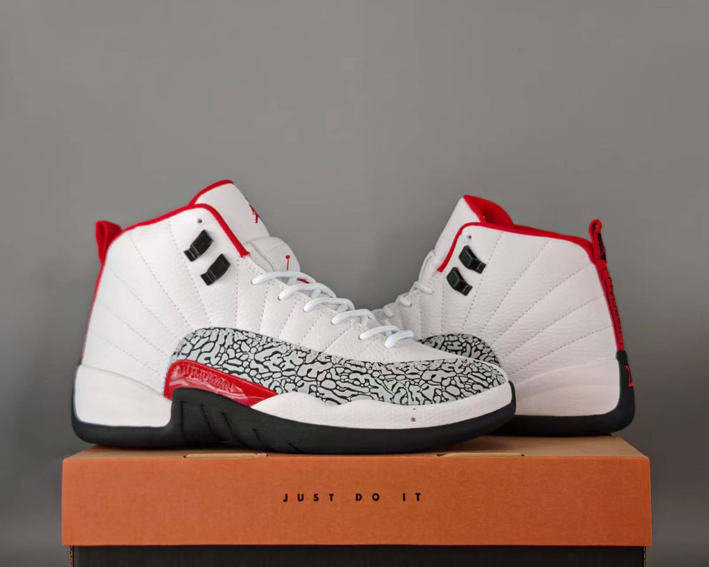 Air Jordan 12 Retro 'White Red Elephant Print'